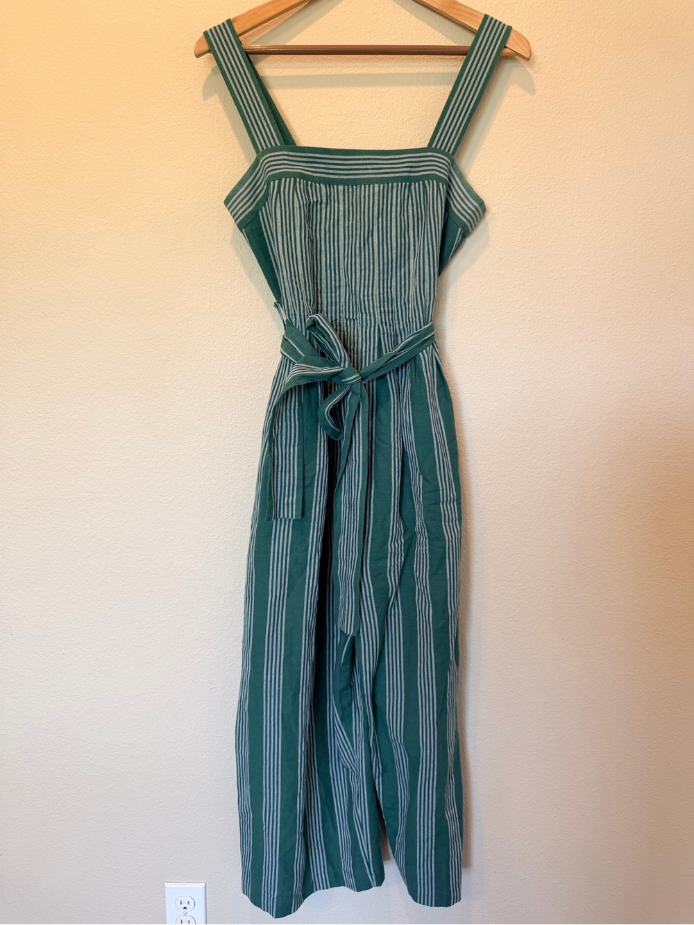 Payal Pratap Striped Cotton Linen Wide Leg Jumpsuit Size 2P #0499